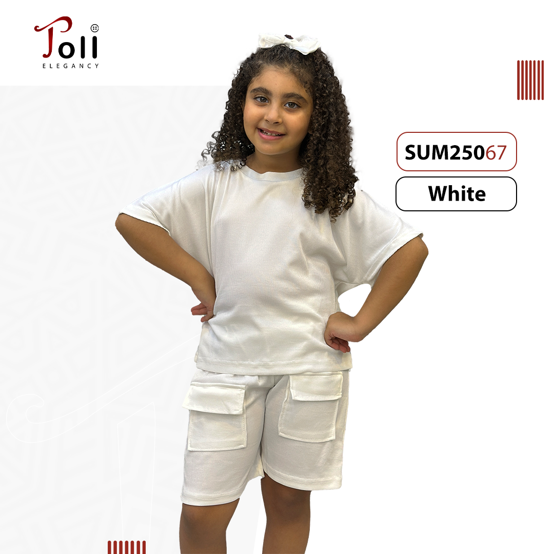Cotton ribbed suit with pockets - 2 pieces