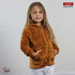 A cozy kids’ faux-fur hoodie jacket