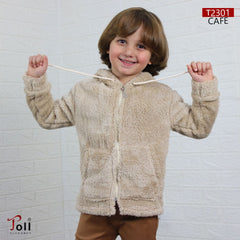 A cozy kids’ faux-fur hoodie jacket