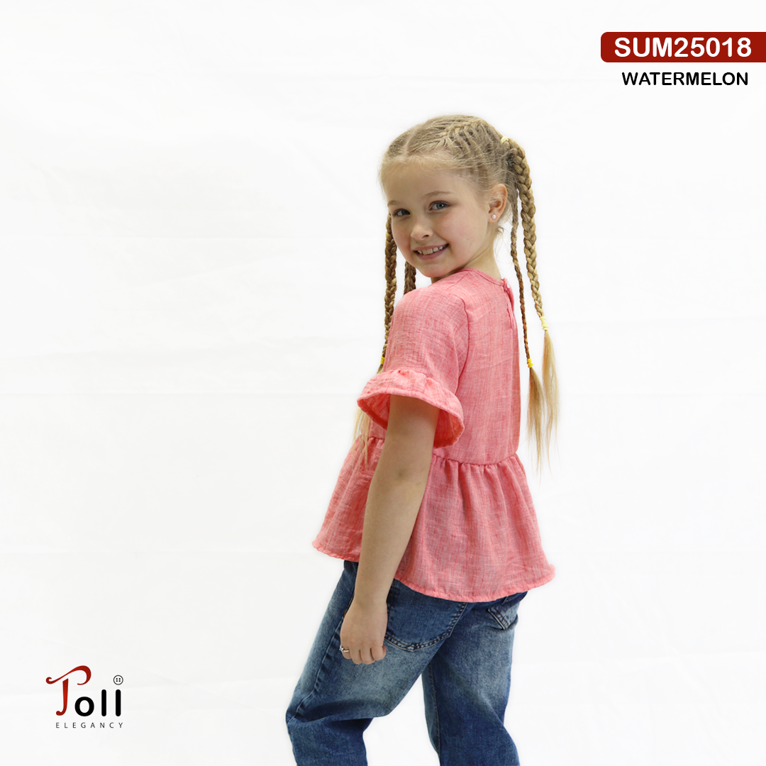 Plain Linen Breeze Blouse for Girls