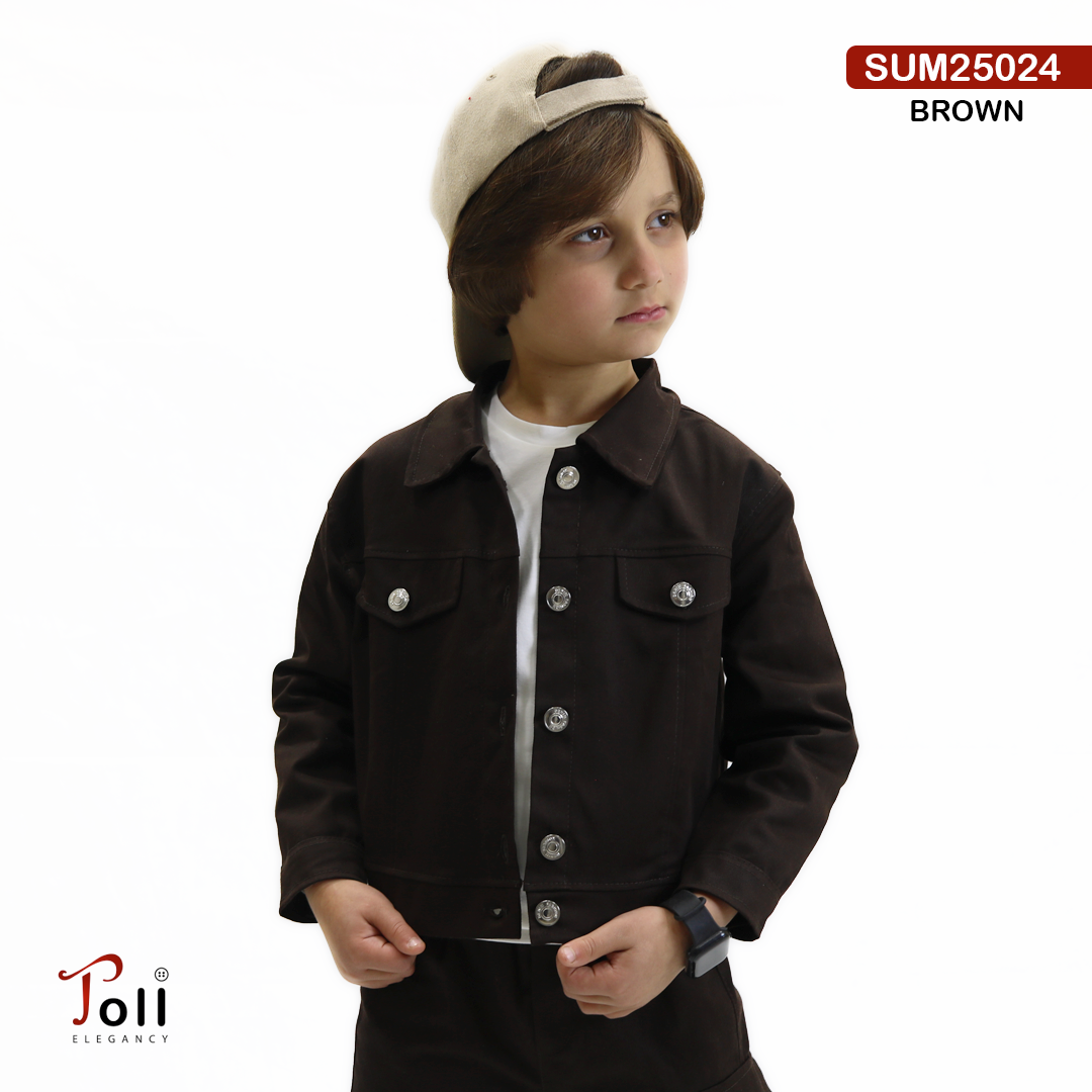Unisex Cotton Gabardine Cardigan with Front Buttons & Pockets