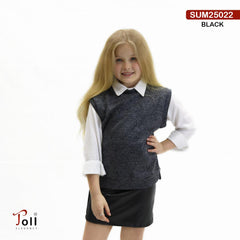 A sleeveless knit top