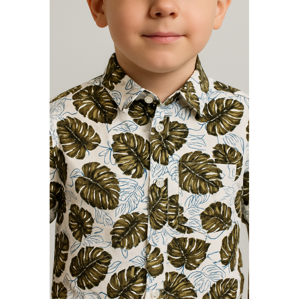 Boys' Hawaiian Cotton Shirt – Short Sleeve, Summer Style