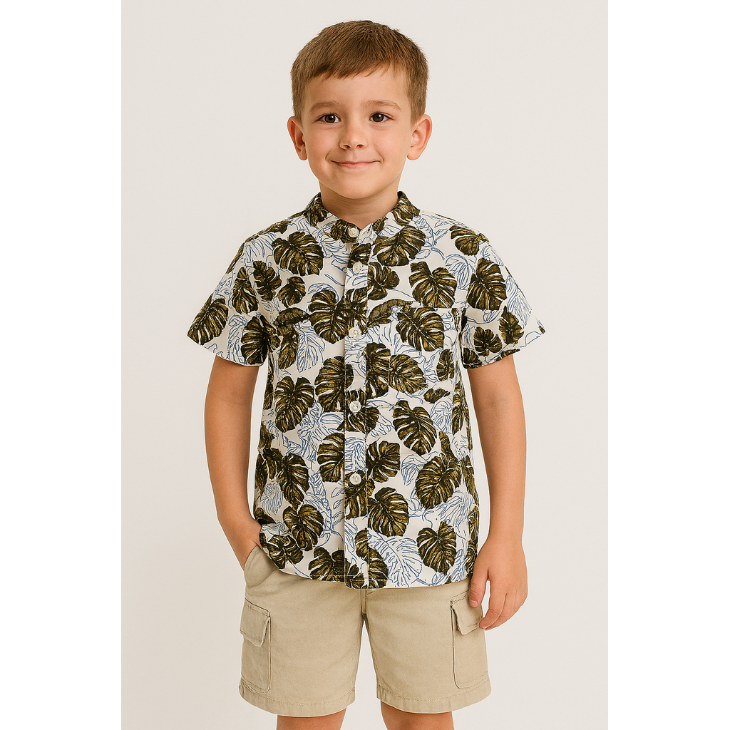 Boys' Hawaiian Cotton Shirt – Short Sleeve, Summer Style