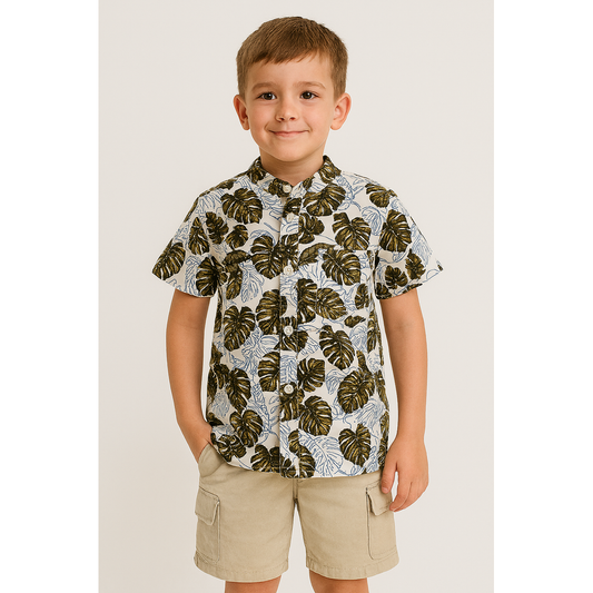 Boys' Hawaiian Cotton Shirt – Short Sleeve, Summer Style