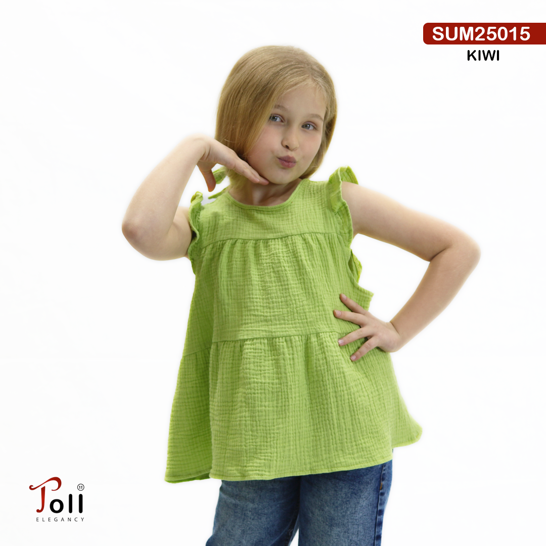 Girls' Crinkle Cotton Sleeveless Blouse