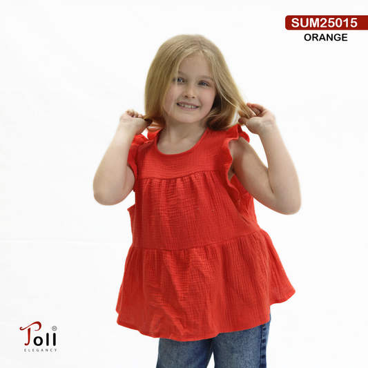 Girls' Crinkle Cotton Sleeveless Blouse