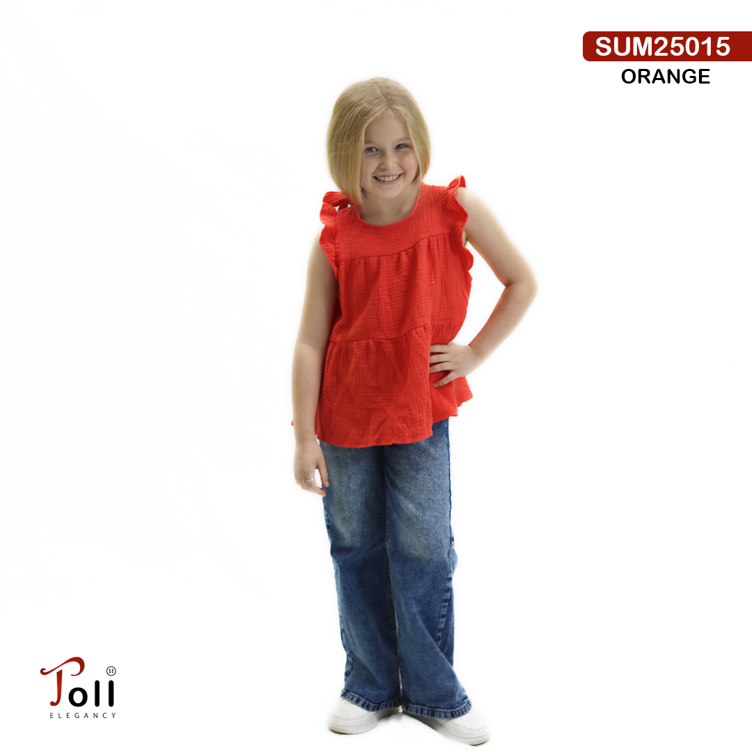 Girls' Crinkle Cotton Sleeveless Blouse