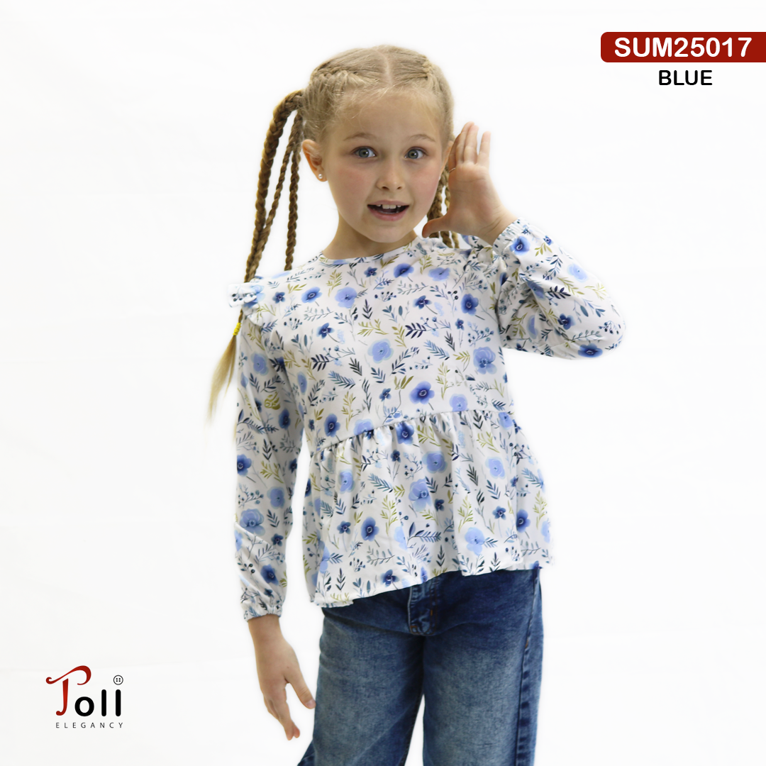 Girls Long Sleeve Printed Cotton Blouse – Soft Fabric