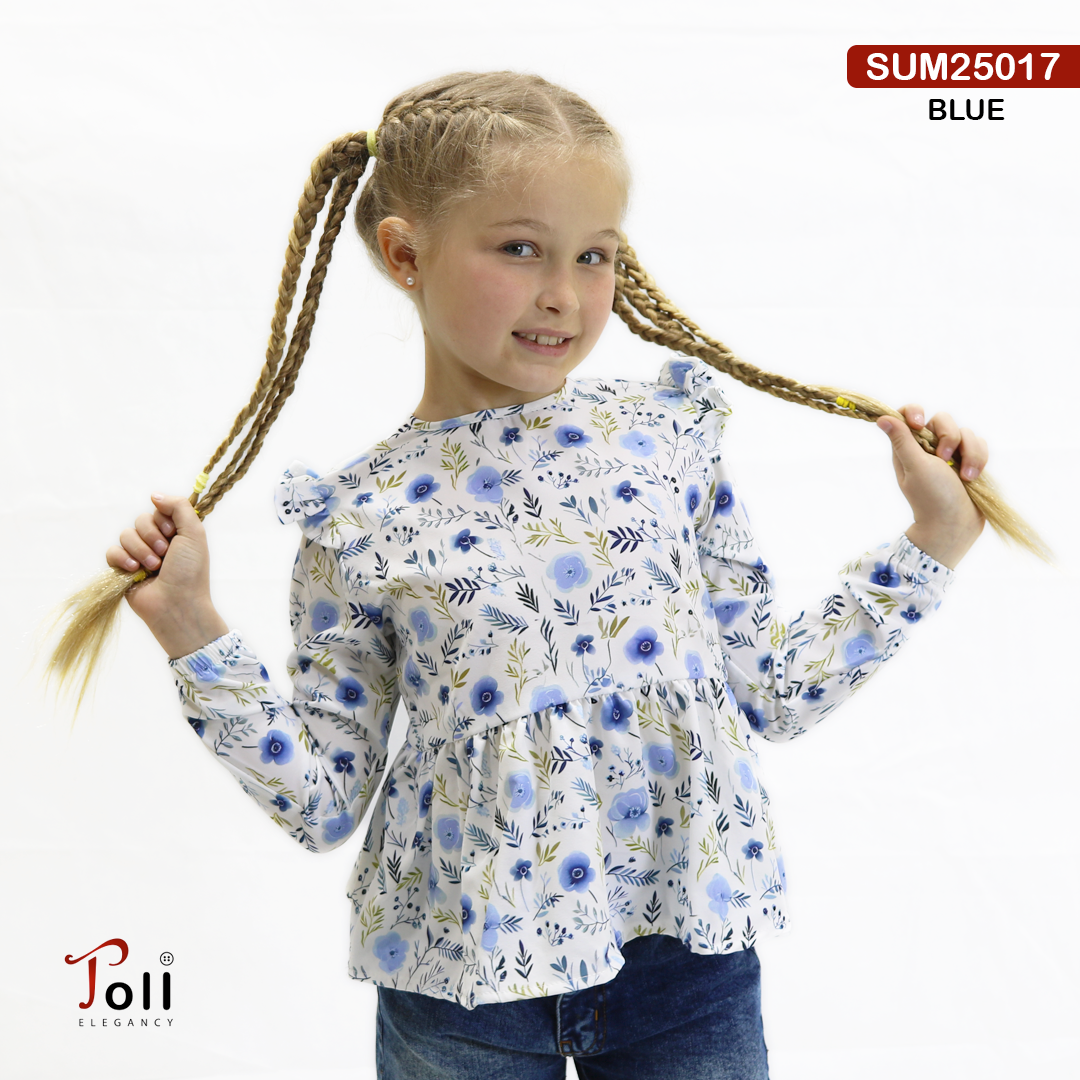 Girls Long Sleeve Printed Cotton Blouse – Soft Fabric