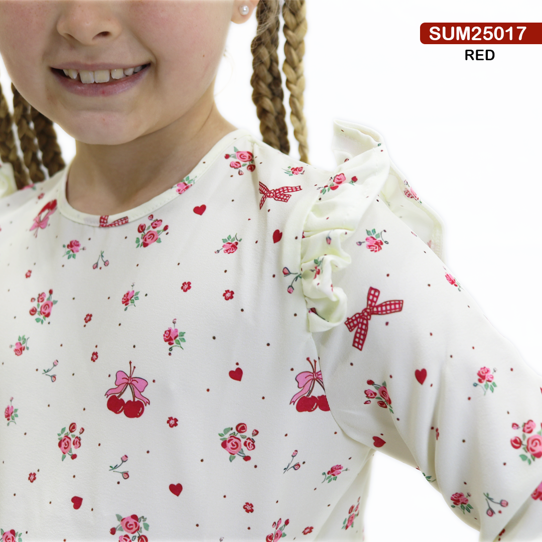 Girls Long Sleeve Printed Cotton Blouse – Soft Fabric