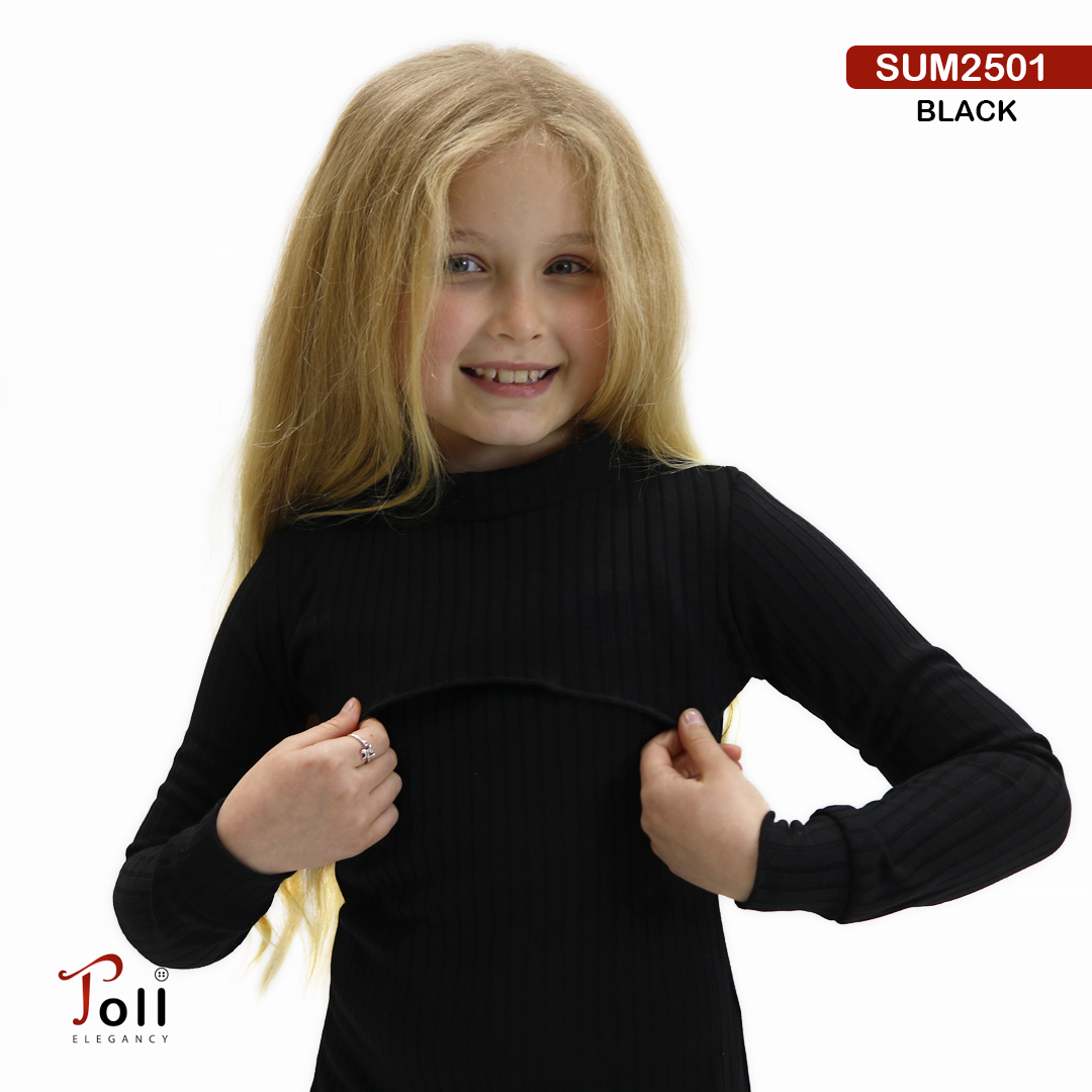 2 Pieces Ribbed Lycra Dress For Girls