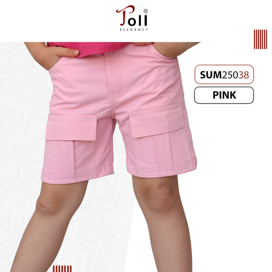 Girls Cotton Gabardine Shorts with Side Pockets