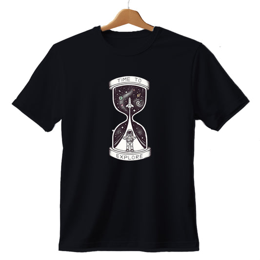 PRINTED COTTON TSHIRT FOR BOYS - BLACK PRINT EXPLORE