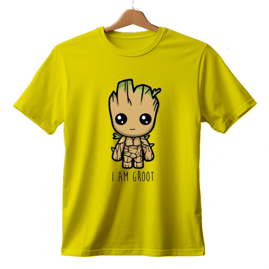 PRINTED COTTON TSHIRT FOR BOYS - YALLOW PRINT GROOT