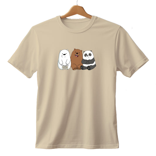 PRINTED COTTON TSHIRT FOR BOYS - Beige PRINT THREE BEEES
