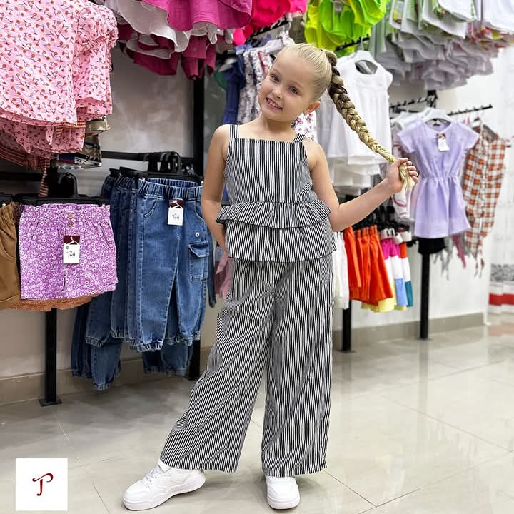 Girls’ Striped Suit with Layered