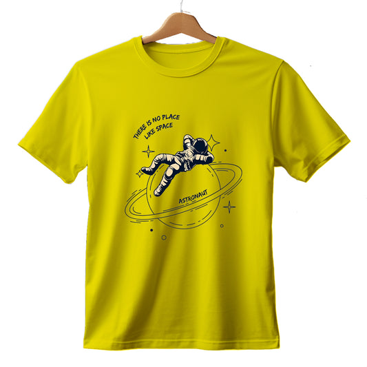 PRINTED COTTON TSHIRT FOR BOYS - YALLOW PRINT SPACE